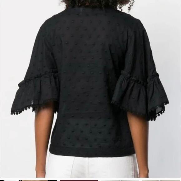 See by Chloe Black Embroidered Flare Sleeve Blouse size XS - Picture 3 of 10
